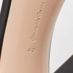 Pre Owned Gianvito Rossi Black Patent Leather Platform Ankle Strap Sandals Size 42