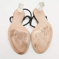 Pre Owned Gianvito Rossi Black Leather and PVC Portofino Ankle Strap Sandals Size 39