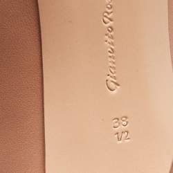 Pre Owned Gianvito Rossi Beige Leather Vamp Booties Size 38.5