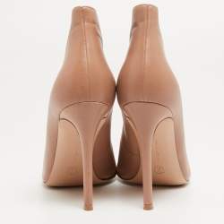 Pre Owned Gianvito Rossi Beige Leather Vamp Booties Size 38.5