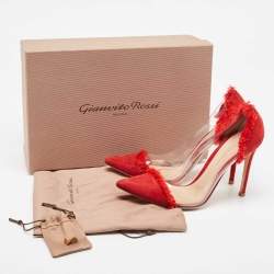 Gianvito Rossi Red Suede and PVC Plexi Pumps Size 37.5