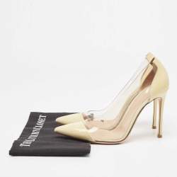 Pre Owned Gianvito Rossi Cream/Transparent PVC and Patent Leather Plexi Pumps Size 39