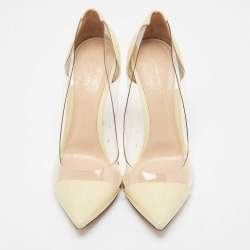 Pre Owned Gianvito Rossi Cream/Transparent PVC and Patent Leather Plexi Pumps Size 39