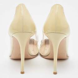 Pre Owned Gianvito Rossi Cream/Transparent PVC and Patent Leather Plexi Pumps Size 39