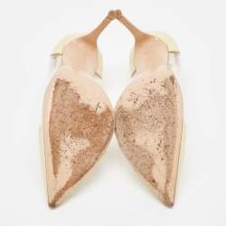 Pre Owned Gianvito Rossi Cream/Transparent PVC and Patent Leather Plexi Pumps Size 39