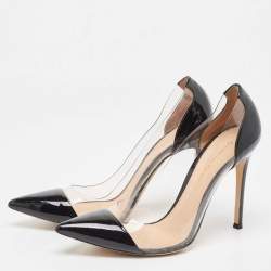 Pre Owned Gianvito Rossi Black Patent Leather and PVC Plexi Pumps Size 39