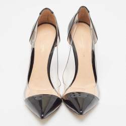 Pre Owned Gianvito Rossi Black Patent Leather and PVC Plexi Pumps Size 39
