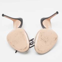 Pre Owned Gianvito Rossi Black Leather and PVC Lace Up Slide Sandals Size 35