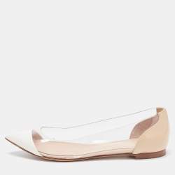 Pre Owned Gianvito Rossi Tricolor Patent and PVC Ballet Flats Size 35