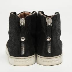 Gianvito Rossi Black Textured Suede High Top Sneakers Size 40