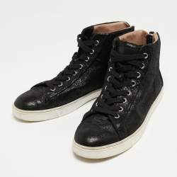 Gianvito Rossi Black Textured Suede High Top Sneakers Size 40