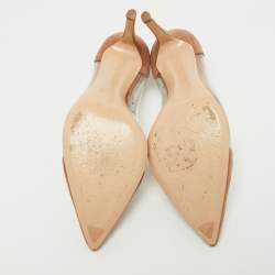 Pre Owned Gianvito Rossi Beige Suede and PVC Plexi Pumps Size 36.5
