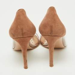Pre Owned Gianvito Rossi Beige Suede and PVC Plexi Pumps Size 36.5