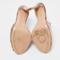 Gianvito Rossi Beige Embroidered Velvet Mules Size 36