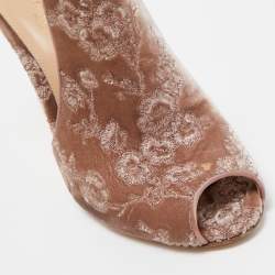 Gianvito Rossi Beige Embroidered Velvet Mules Size 36