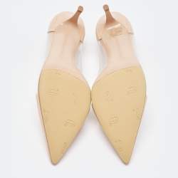Pre Owned Gianvito Rossi Beige Patent and PVC Plexi  Pumps Size 42