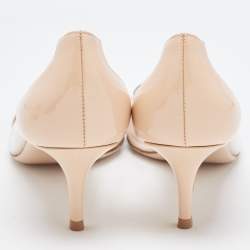 Pre Owned Gianvito Rossi Beige Patent and PVC Plexi  Pumps Size 42