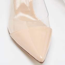 Pre Owned Gianvito Rossi Beige Patent and PVC Plexi  Pumps Size 42