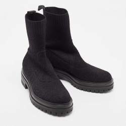 Pre Owned Gianvito Rossi Black Fabric Sock Ankle Boots Size 36