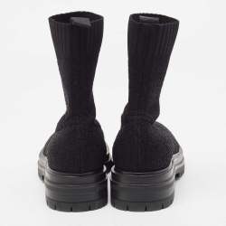 Pre Owned Gianvito Rossi Black Fabric Sock Ankle Boots Size 36