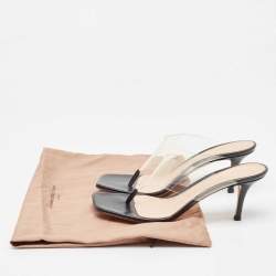 Gianvito Rossi Black Leather and PVC Thong Slide Sandals Size 38.5