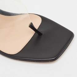 Gianvito Rossi Black Leather and PVC Thong Slide Sandals Size 38.5