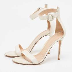 Pre Owned Gianvito Rossi Metallic Glitter Portofino Ankle Strap Sandals Size 40