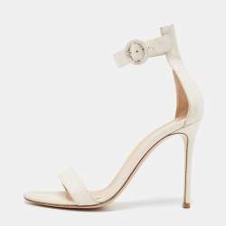 Pre Owned Gianvito Rossi Metallic Glitter Portofino Ankle Strap Sandals Size 40