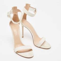 Pre Owned Gianvito Rossi Metallic Glitter Portofino Ankle Strap Sandals Size 40