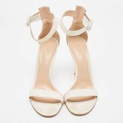 Pre Owned Gianvito Rossi Metallic Glitter Portofino Ankle Strap Sandals Size 40