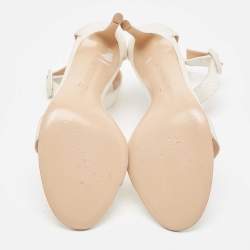 Pre Owned Gianvito Rossi Metallic Glitter Portofino Ankle Strap Sandals Size 40