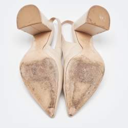 Pre Owned Gianvito Rossi Beige Leather Slingback Pumps Size 36.5