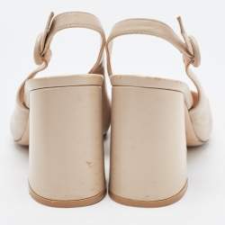 Pre Owned Gianvito Rossi Beige Leather Slingback Pumps Size 36.5