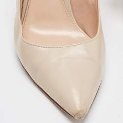 Pre Owned Gianvito Rossi Beige Leather Slingback Pumps Size 36.5