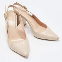 Pre Owned Gianvito Rossi Beige Leather Slingback Pumps Size 36.5