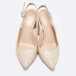Pre Owned Gianvito Rossi Beige Leather Slingback Pumps Size 36.5