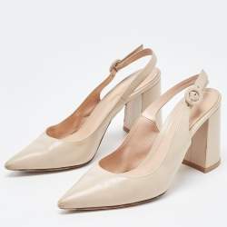 Pre Owned Gianvito Rossi Beige Leather Slingback Pumps Size 36.5