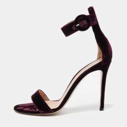 Pre Owned Gianvito Rossi Purple Velvet Portofino Sandals Size 40