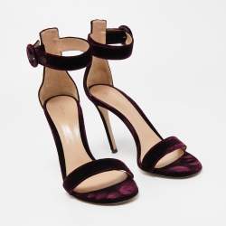 Pre Owned Gianvito Rossi Purple Velvet Portofino Sandals Size 40