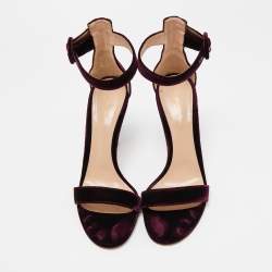 Pre Owned Gianvito Rossi Purple Velvet Portofino Sandals Size 40
