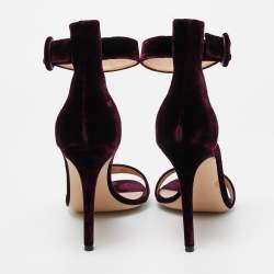 Pre Owned Gianvito Rossi Purple Velvet Portofino Sandals Size 40