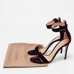 Pre Owned Gianvito Rossi Purple Velvet Portofino Sandals Size 40