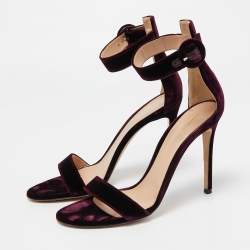 Pre Owned Gianvito Rossi Purple Velvet Portofino Sandals Size 40