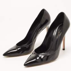 Pre Owned Gianvito Rossi Black Patent Leather Pointed Toe Pumps Size 40