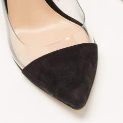 Pre Owned Gianvito Rossi Black Suede and PVC Plexi Pumps Size 35