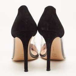 Pre Owned Gianvito Rossi Black Suede and PVC Plexi Pumps Size 35