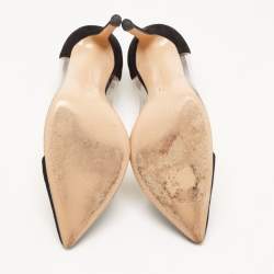 Pre Owned Gianvito Rossi Black Suede and PVC Plexi Pumps Size 35