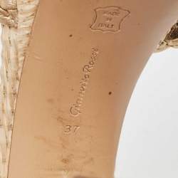 Pre Owned Gianvito Rossi Metallic Gold Leather Braided Accents Ankle Strap Sandals Size 37