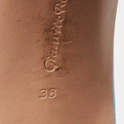 Pre Owned Gianvito Rossi Blue Satin Caribe Open Toe Ankle Cuff Sandals Size 38