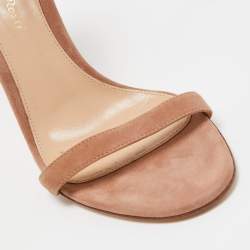 Pre Owned Gianvito Rossi Suede Orange and Beige Portofino Ankle Cuff Sandals Size 37.5